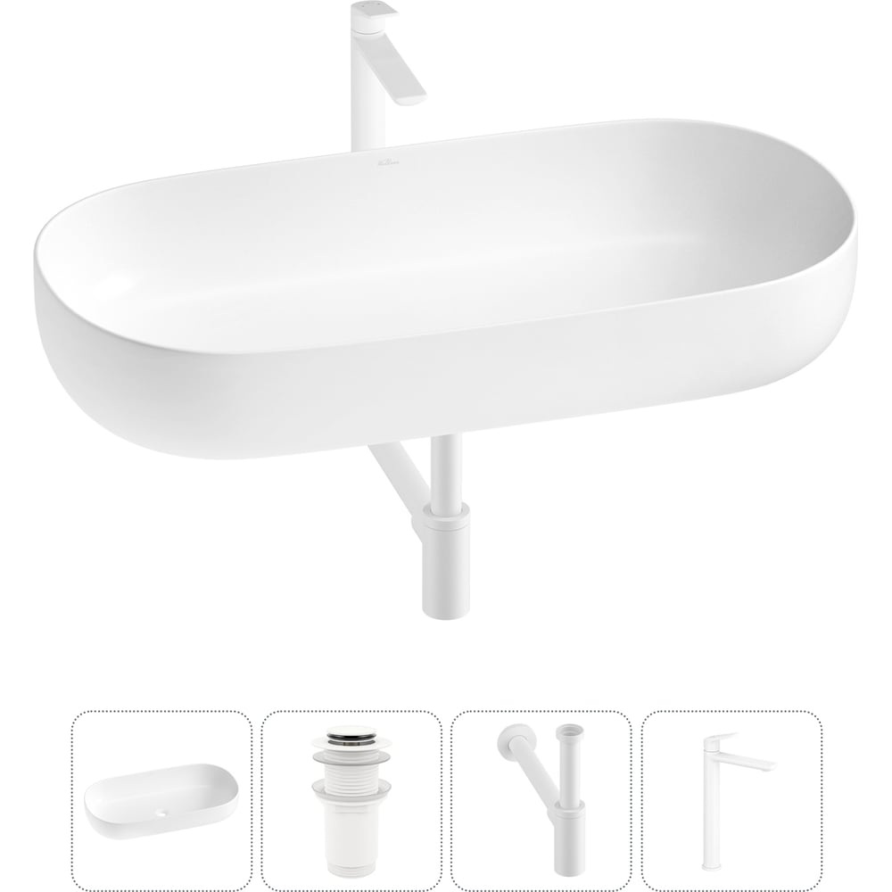 Изображение товара Накладная раковина для ванной Wellsee Chic Riviera 4 в 1 белый матовый
