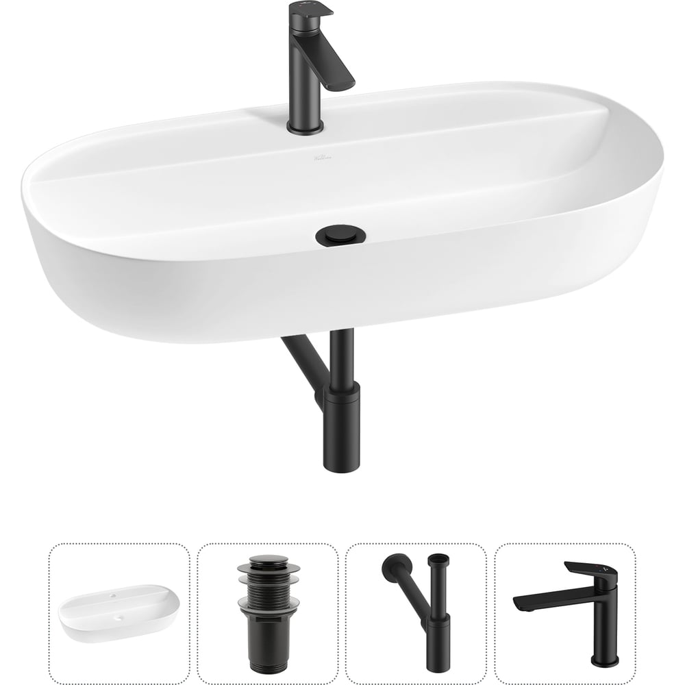 Изображение товара Накладная раковина для ванной комнаты Wellsee Chic Riviera 4 в 1 белый матовый