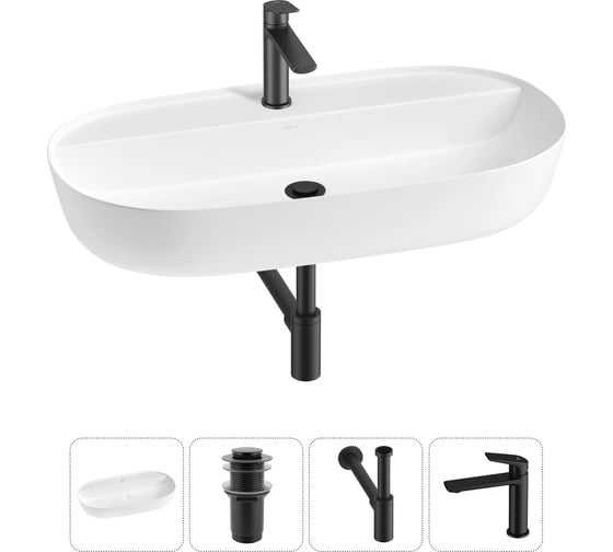 Изображение товара Накладная раковина для ванной комнаты Wellsee Chic Riviera в наборе 4 в 1 20214936R