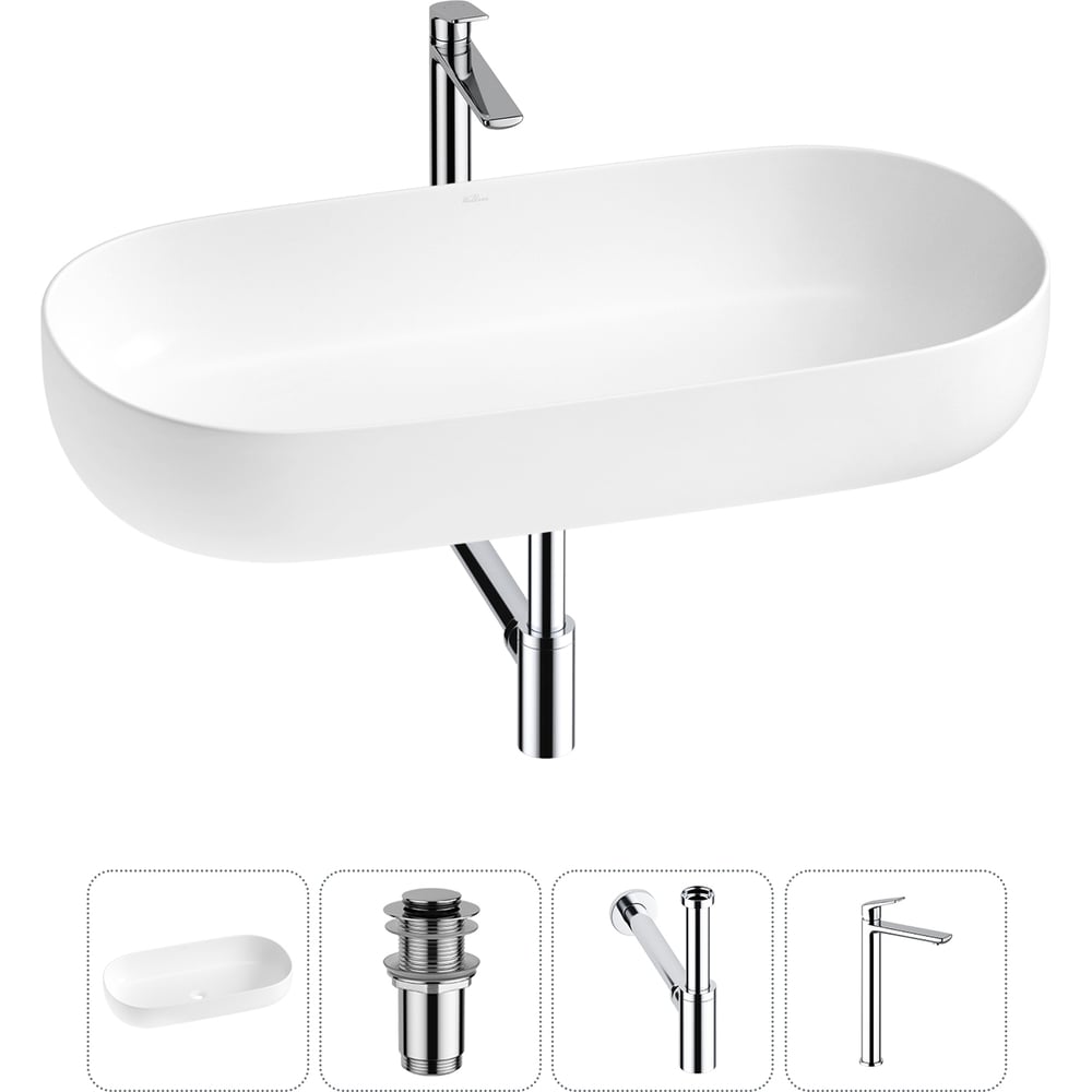 Изображение товара Накладная раковина для ванной комнаты Wellsee Chic Riviera 4в1 белый матовый санфарфор