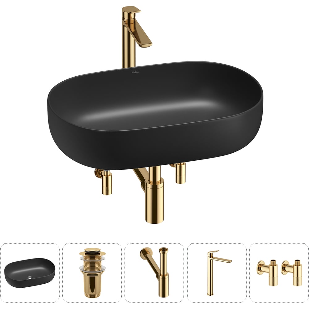 Изображение товара Накладная раковина Wellsee Chic Riviera черный матовый