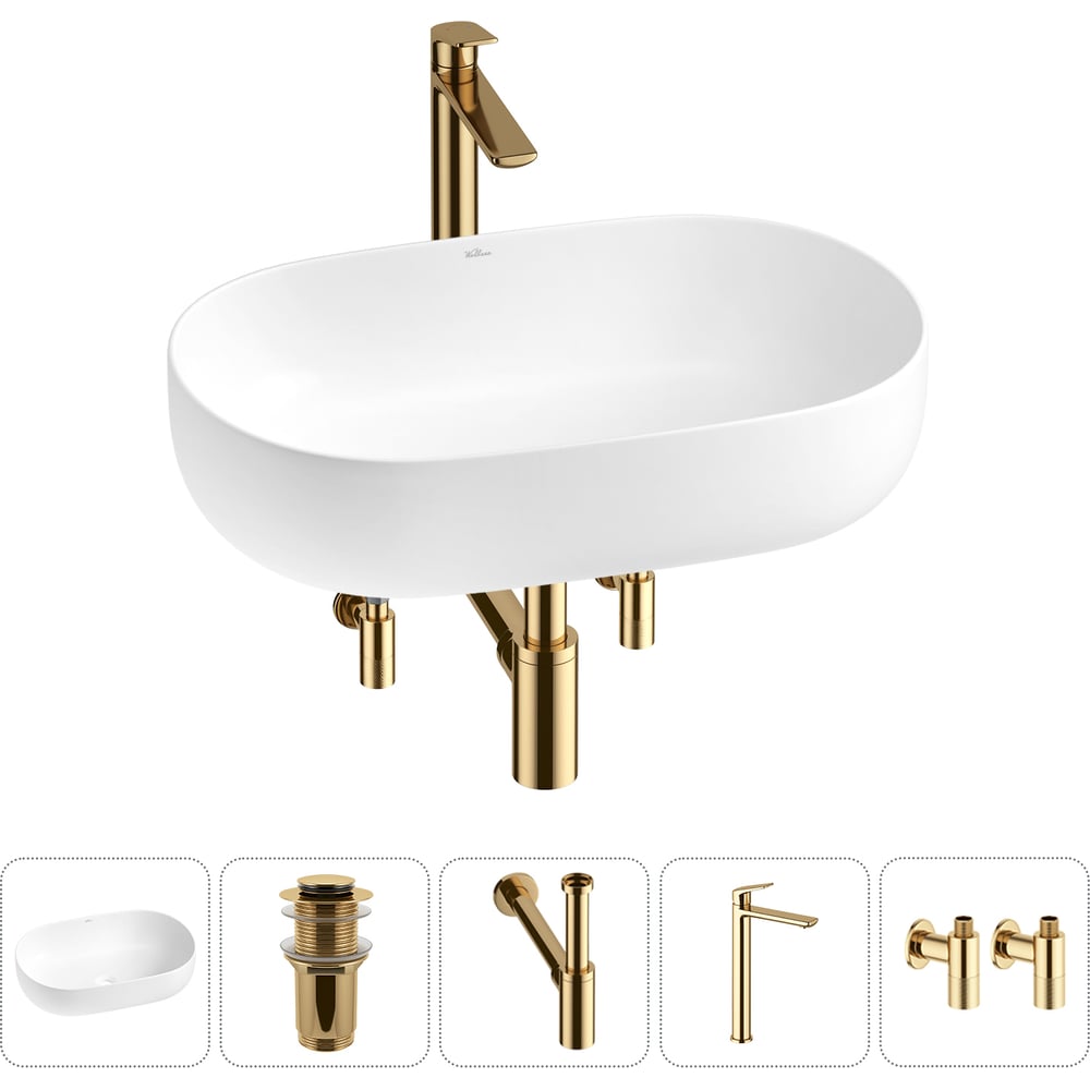 Изображение товара Накладная раковина для ванной Wellsee Chic Riviera 5 в 1 белая матовая