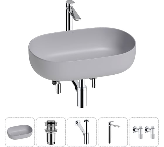Изображение товара Накладная раковина для ванной комнаты Wellsee Chic Riviera в наборе 5 в 1 20214766R