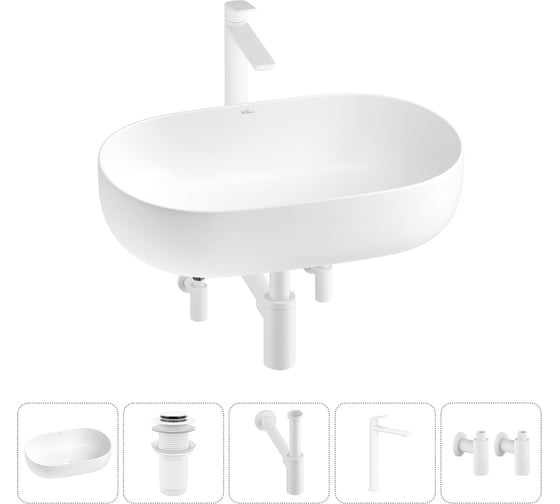 Изображение товара Накладная раковина для ванной комнаты Wellsee Chic Riviera в наборе 5 в 1 20214734R