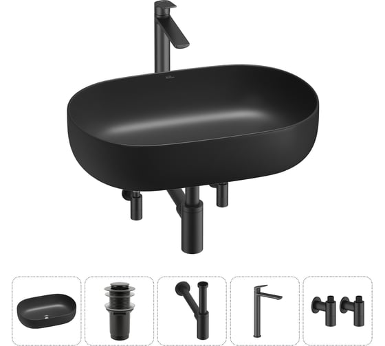 Изображение товара Накладная раковина для ванной комнаты Wellsee Chic Riviera в наборе 5 в 1 20214757R