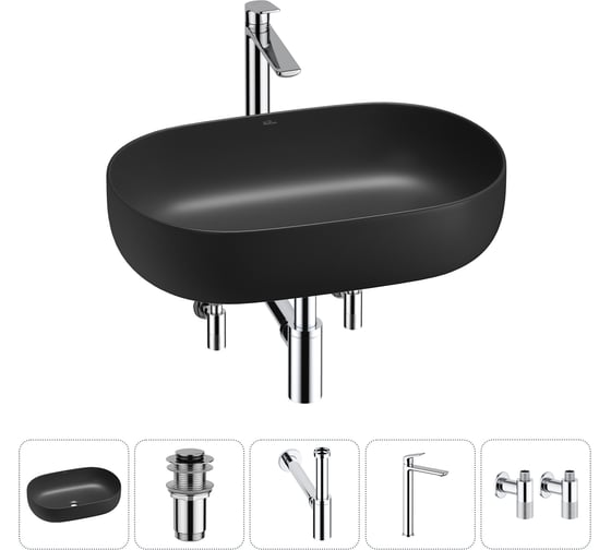 Изображение товара Накладная раковина для ванной комнаты Wellsee Chic Riviera в наборе 5 в 1 20214744R