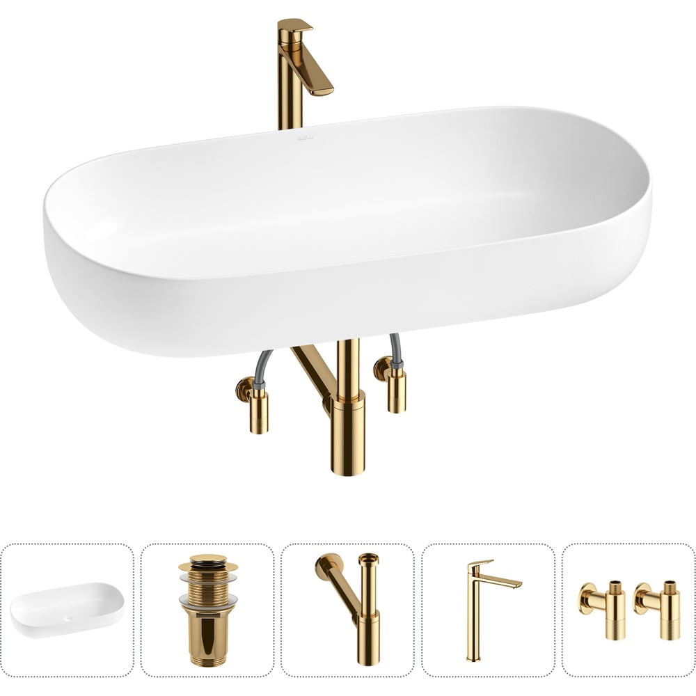 Изображение товара Накладная раковина Wellsee Chic Riviera 5 в 1 с белым матовым покрытием