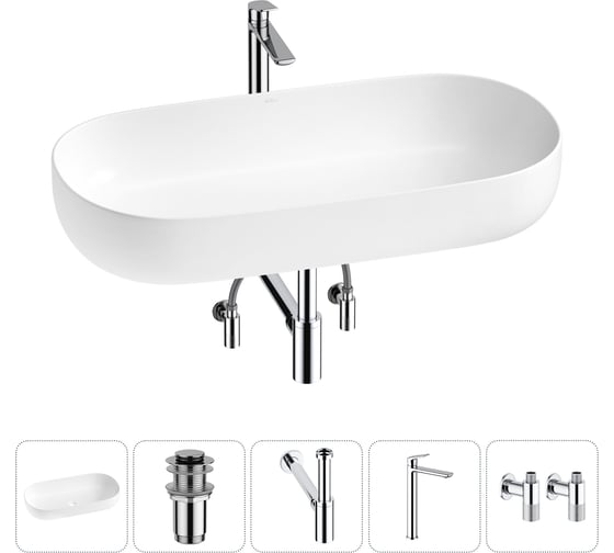 Изображение товара Накладная раковина для ванной комнаты Wellsee Chic Riviera в наборе 5 в 1 20214795R