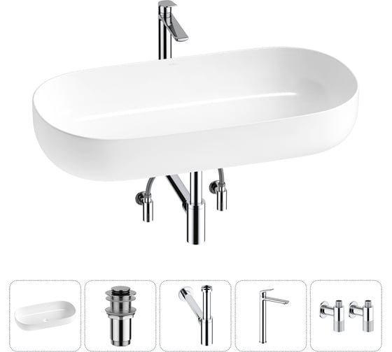 Изображение товара Накладная раковина для ванной комнаты Wellsee Chic Riviera в наборе 5 в 1 20214779R