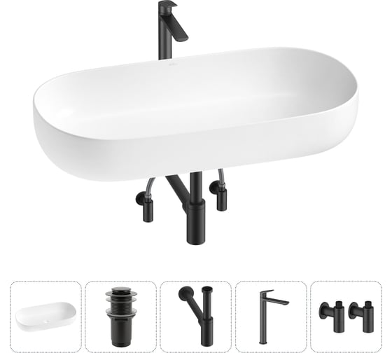 Изображение товара Накладная раковина для ванной комнаты Wellsee Chic Riviera в наборе 5 в 1 20214796R