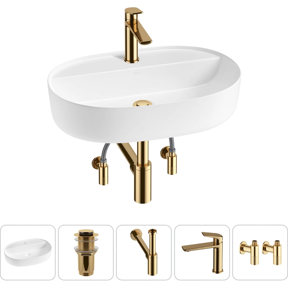 Изображение товара Накладная раковина для ванной Wellsee Chic Riviera 5 в 1 белая овальная