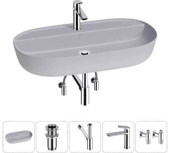 Изображение товара Накладная раковина для ванной комнаты Wellsee Chic Riviera в наборе 5 в 1 20214958R