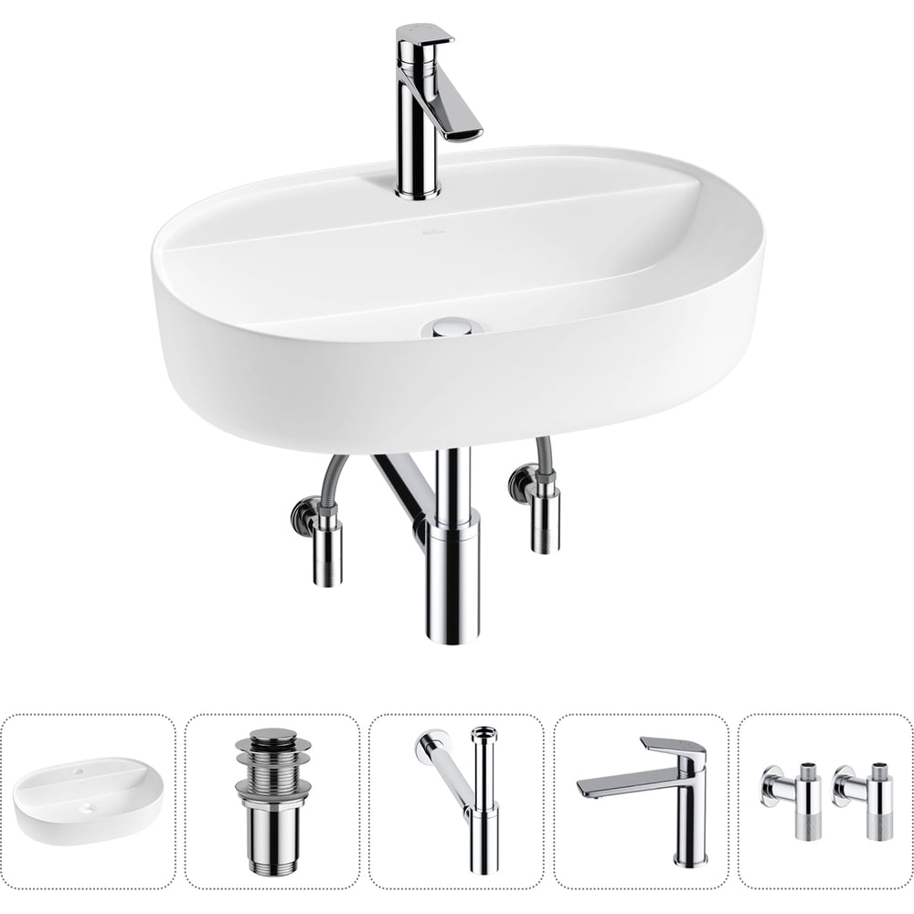 Изображение товара Накладная раковина для ванной комнаты Wellsee Chic Riviera 5 в 1 белая