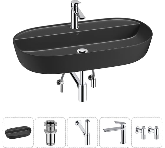 Изображение товара Накладная раковина для ванной комнаты Wellsee Chic Riviera в наборе 5 в 1 20214952R