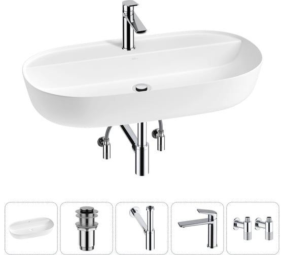 Изображение товара Накладная раковина для ванной комнаты Wellsee Chic Riviera в наборе 5 в 1 20214939R