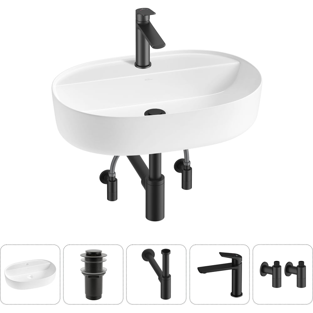 Изображение товара Накладная раковина Wellsee Chic Riviera с комплектующими 5 в 1