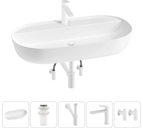 Изображение товара Накладная раковина для ванной комнаты Wellsee Chic Riviera в наборе 5 в 1 20214942R