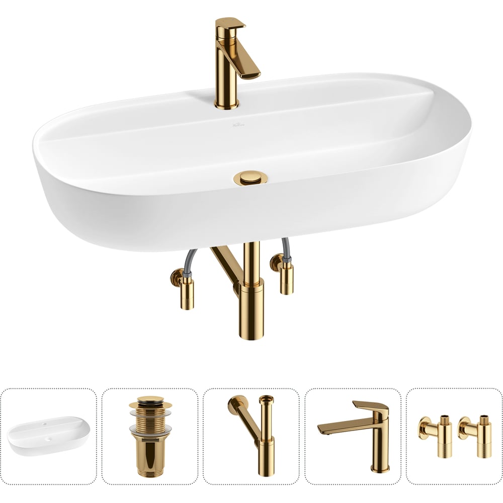 Изображение товара Накладная раковина для ванной комнаты Wellsee Chic Riviera 5 в 1 белый матовый