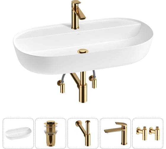 Изображение товара Накладная раковина для ванной комнаты Wellsee Chic Riviera в наборе 5 в 1 20214941R