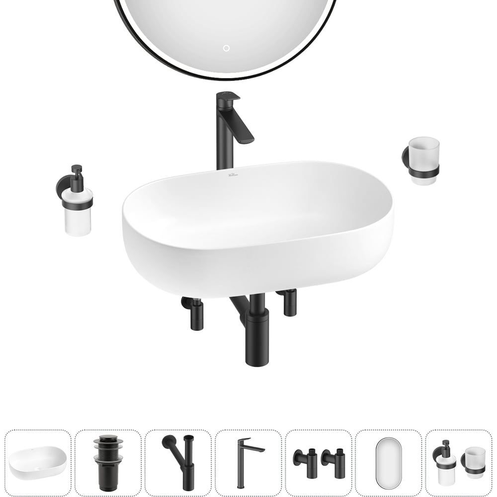 Изображение товара Накладная раковина для ванной комнаты Wellsee Chic Riviera 7 в 1