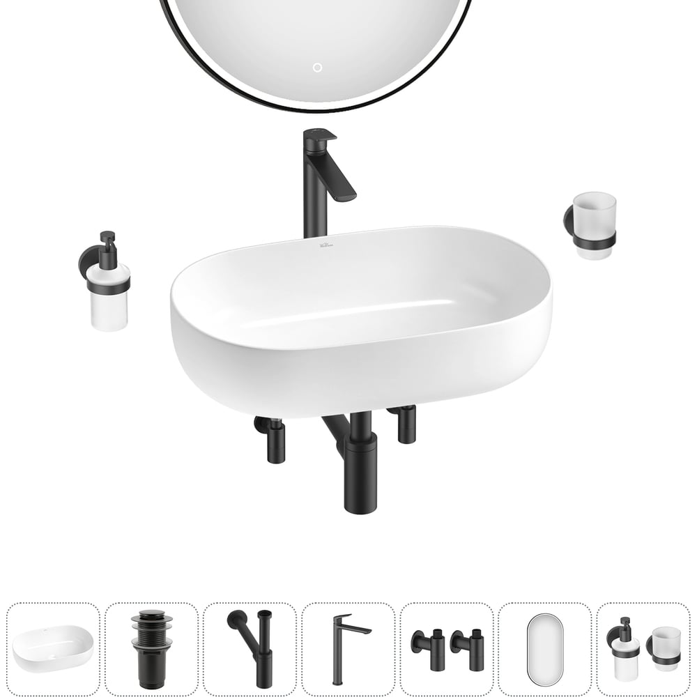 Изображение товара Накладная раковина для ванной комнаты Wellsee Chic Riviera 7 в 1