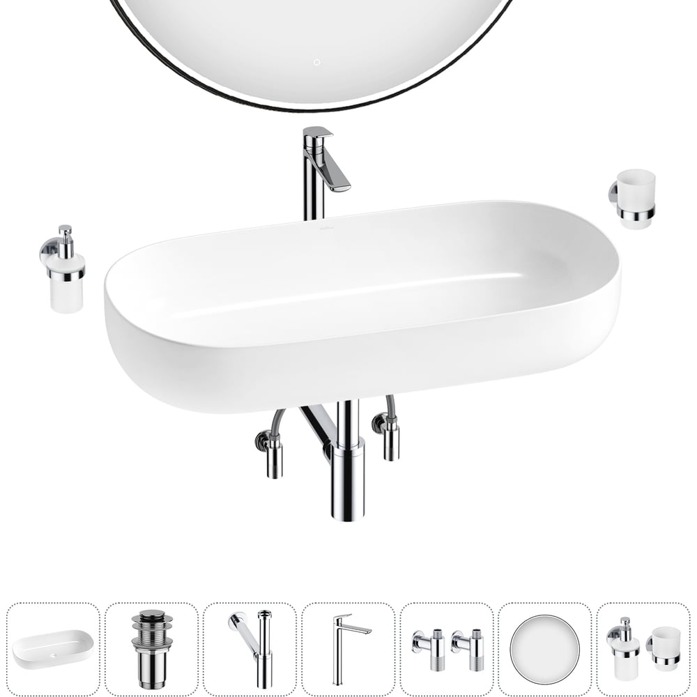 Изображение товара Накладная раковина для ванной комнаты Wellsee Chic Riviera 7 в 1