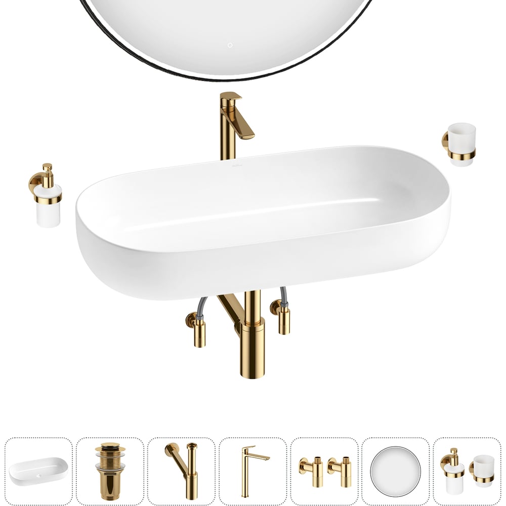 Изображение товара Накладная раковина Wellsee Chic Riviera 7 в 1 белая