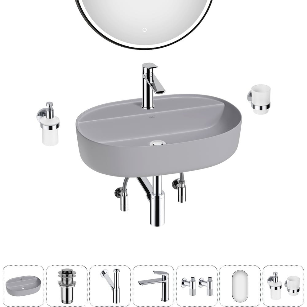 Изображение товара Накладная раковина для ванной комнаты Wellsee Chic Riviera 7 в 1