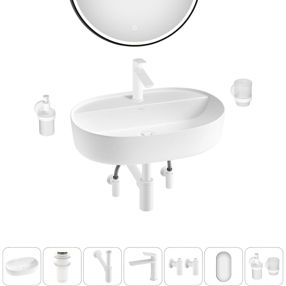 Изображение товара Накладная раковина для ванной комнаты Wellsee Chic Riviera 7 в 1