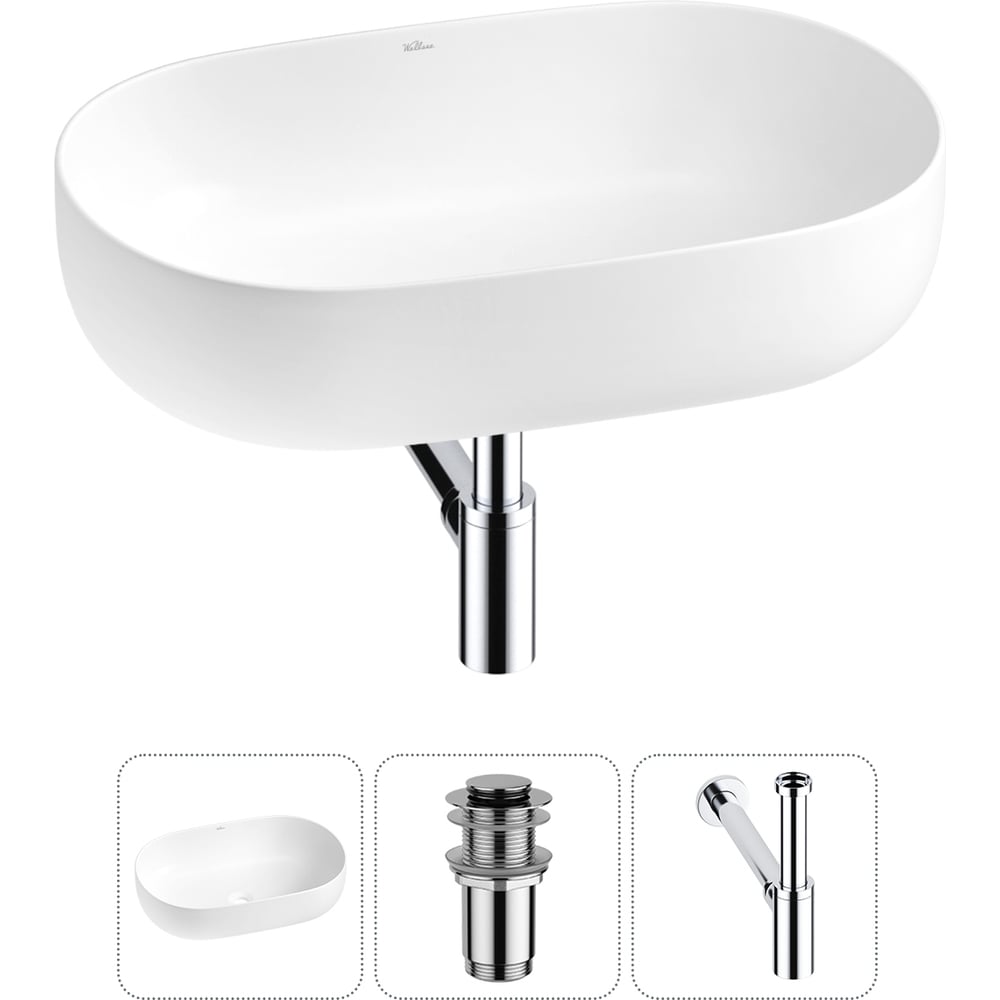 Изображение товара Накладная раковина для ванной комнаты Wellsee Chic Riviera 3в1 белый санфарфор