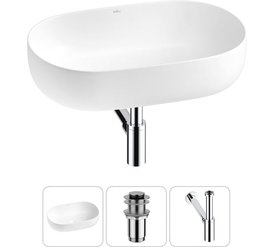 Изображение товара Накладная раковина для ванной комнаты Wellsee Chic Riviera в наборе 3 в 1 20214707R