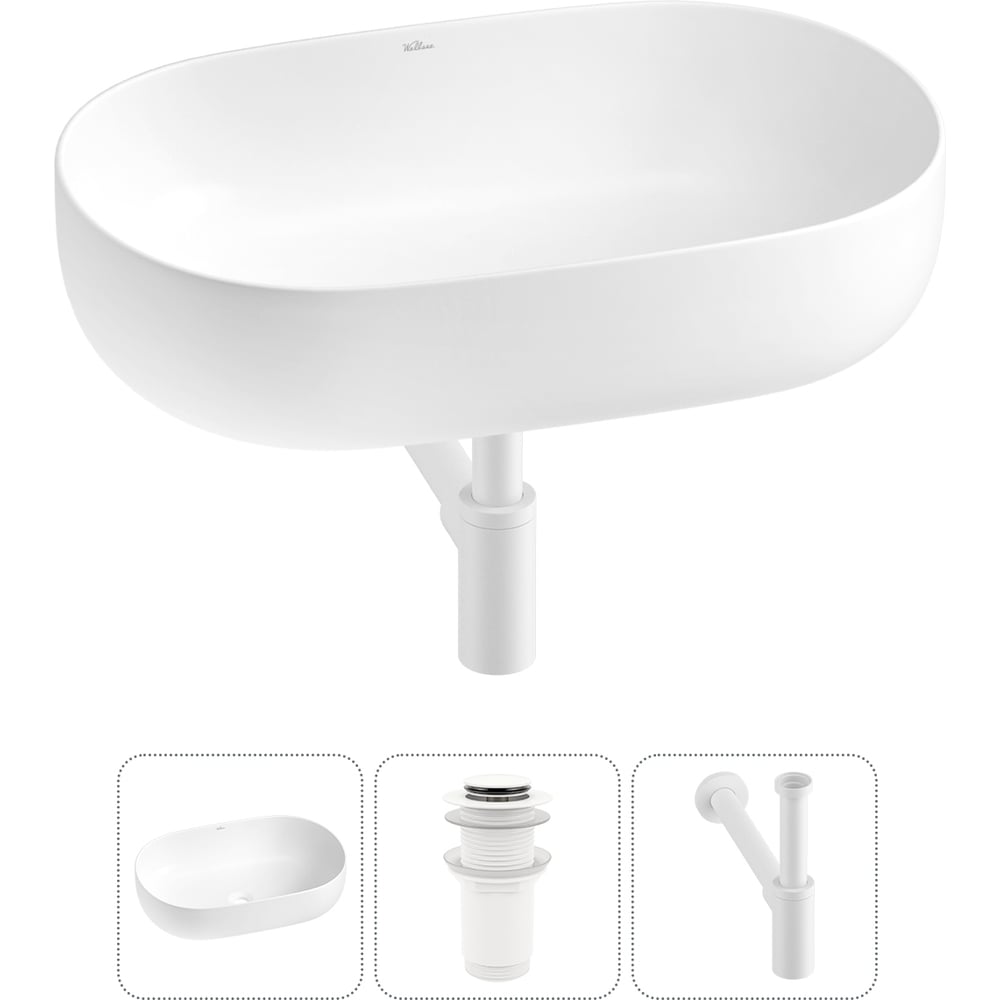 Изображение товара Накладная раковина для ванной Wellsee Chic Riviera 3 в 1 белый матовый