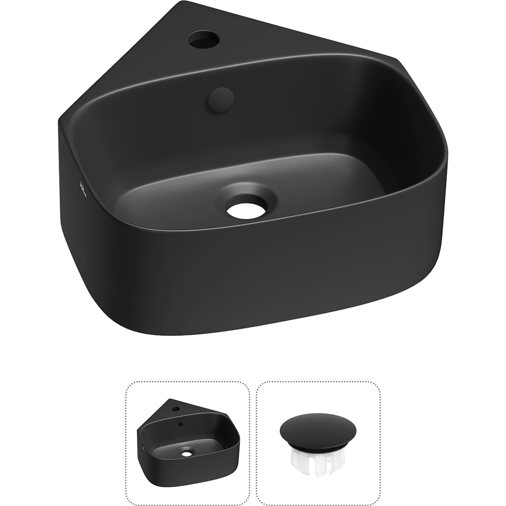 Изображение товара Мини-раковина для ванной комнаты Wellsee WC Area угловая черный матовый санфарфор
