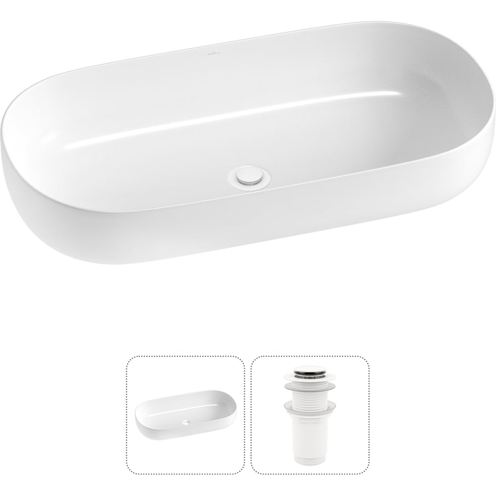 Изображение товара Накладная раковина для ванной комнаты Wellsee Chic Riviera овальная глянцевая белая