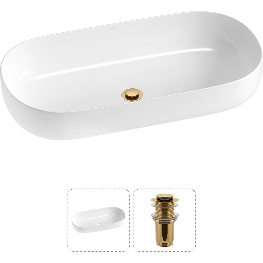 Изображение товара Накладная раковина Wellsee Chic Riviera овальная глянцевая белая 800х400 мм