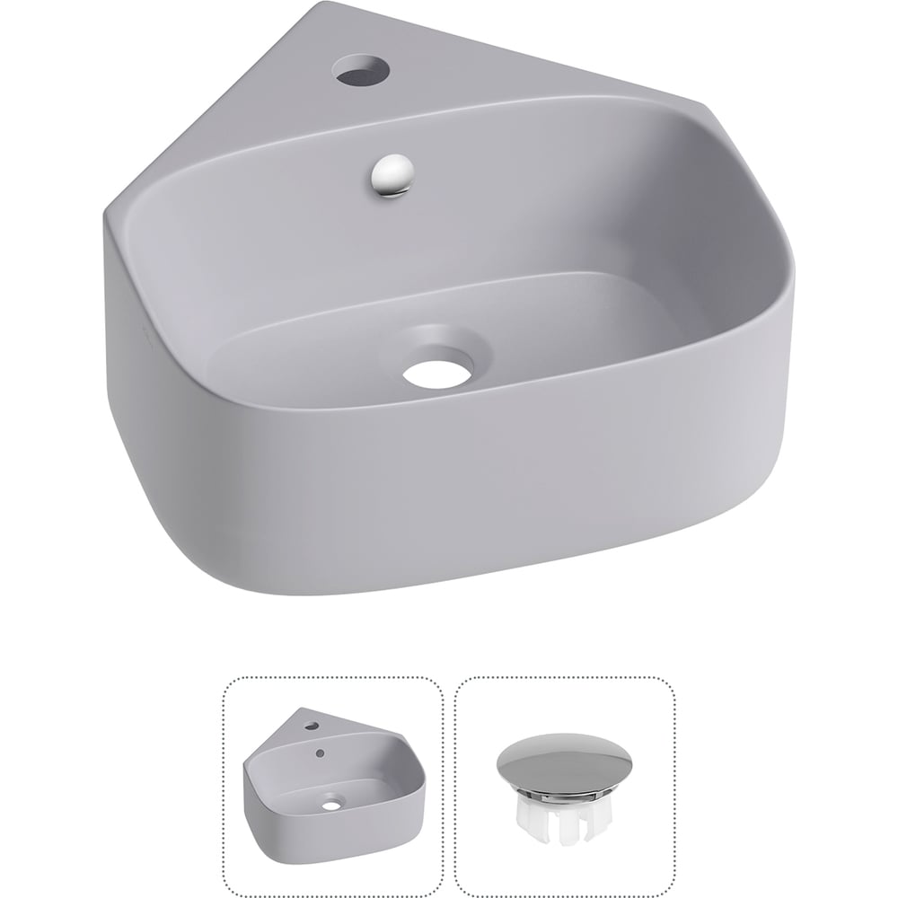 Изображение товара Мини-раковина Wellsee WC Area 39 см угловая матовый серый санфарфор