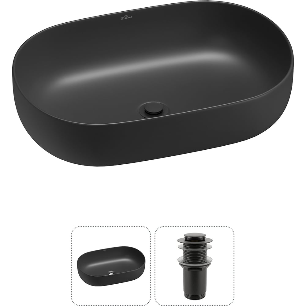 Изображение товара Накладная раковина для ванной комнаты Wellsee Chic Riviera 2 в 1 черный матовый