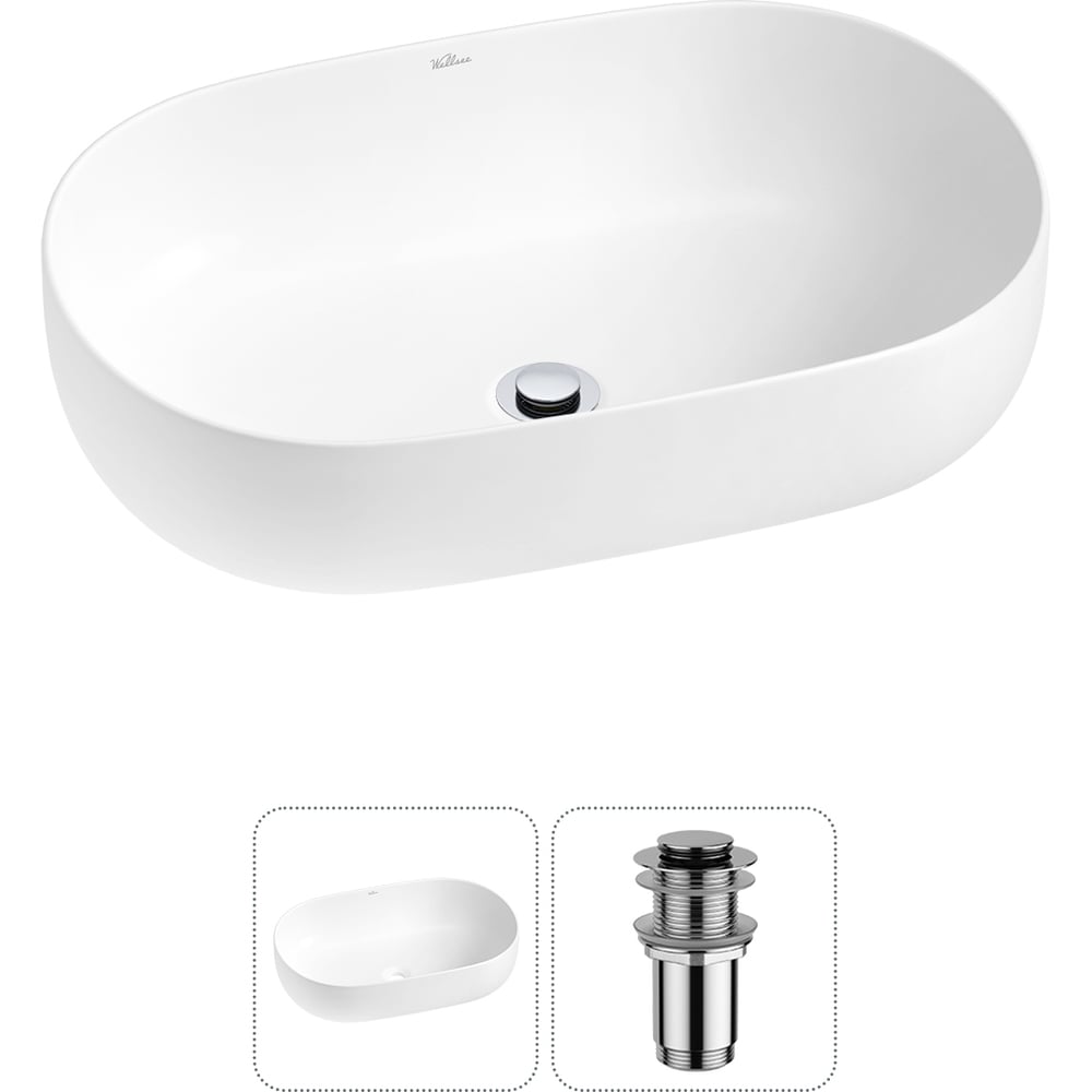 Изображение товара Накладная раковина для ванной Wellsee Chic Riviera овальная белая матовая