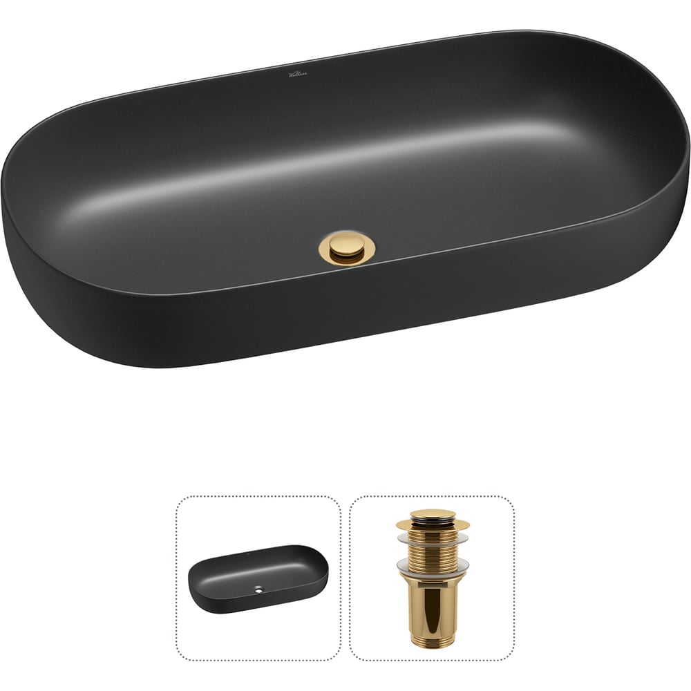 Изображение товара Накладная раковина для ванной Wellsee Chic Riviera 2 в 1 черный матовый санфарфор
