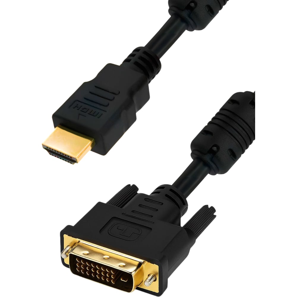 Изображение товара Кабель HDMI M - DVI M 24+1 5bites Dual Link 2м ферритовые кольца позолоченные контакты