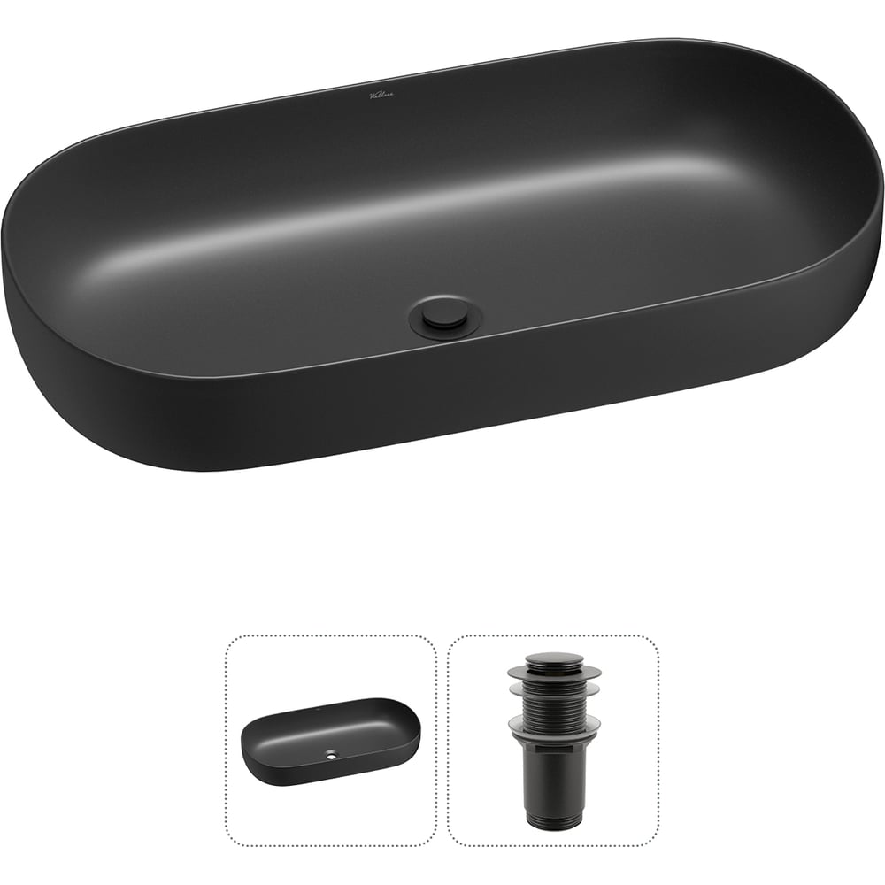 Изображение товара Накладная раковина для ванной комнаты Wellsee Chic Riviera 20214800R черный матовый