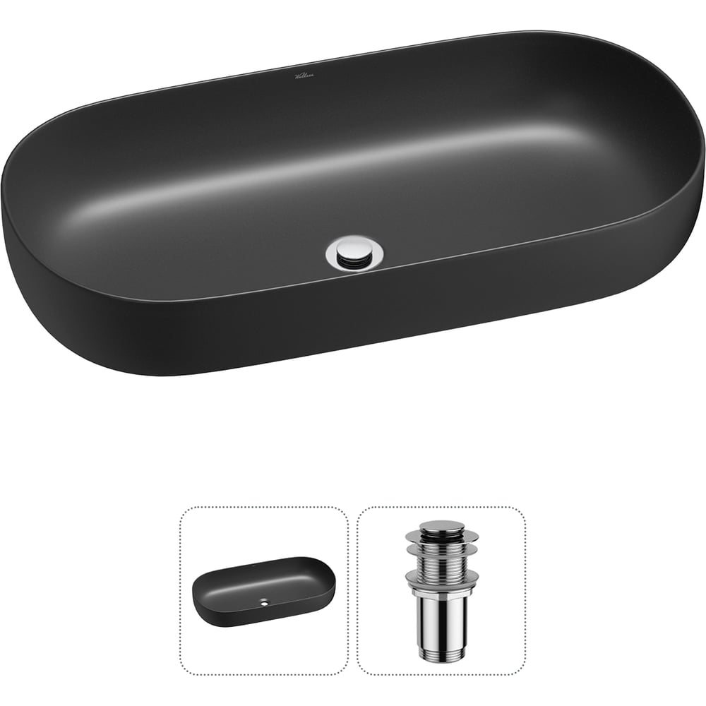 Изображение товара Накладная раковина для ванной комнаты Wellsee Chic Riviera овальная черный матовый санфарфор