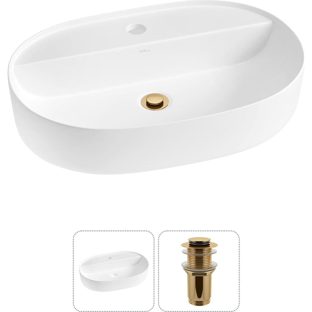 Изображение товара Накладная раковина для ванной комнаты Wellsee Chic Riviera 2 в 1 белый матовый