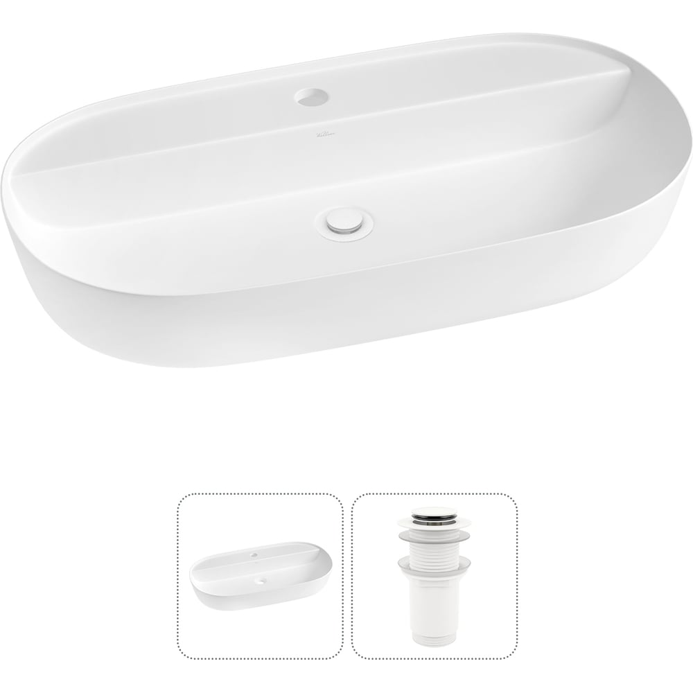 Изображение товара Накладная раковина для ванной Wellsee Chic Riviera 800 мм матовая белая