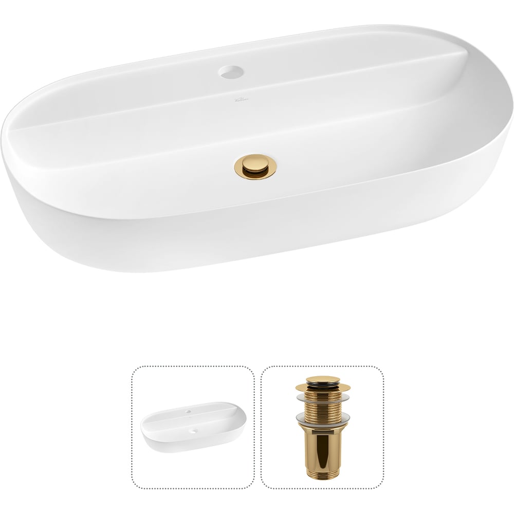 Изображение товара Накладная раковина для ванной комнаты Wellsee Chic Riviera 20214929R  овальная белая матовая