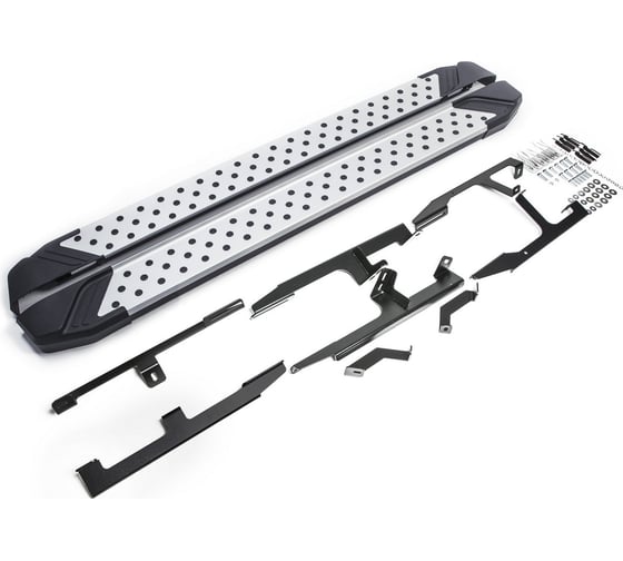 Изображение товара Пороги на автомобиль Rival Bmw-Style круг для Audi Q7 II 2015-2020-н.в., 193 см, 2 шт., алюминий D193AL.0304.1