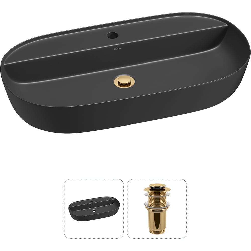 Изображение товара Накладная раковина для ванной комнаты Wellsee Chic Riviera овальная черный матовый