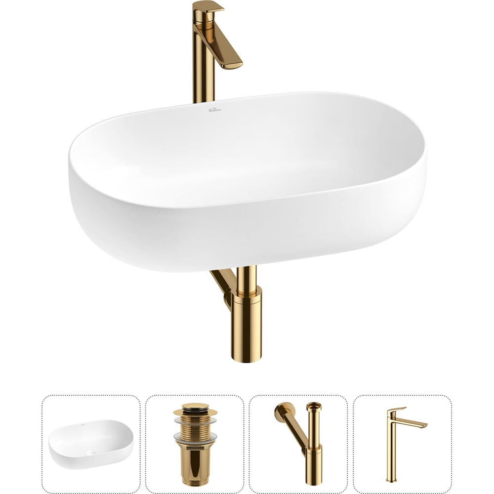 Изображение товара Накладная раковина для ванной комнаты Wellsee Chic Riviera 4 в 1 белый матовый