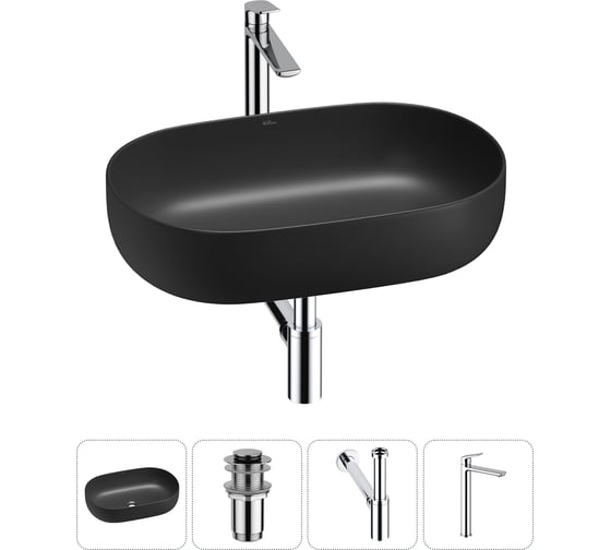 Изображение товара Накладная раковина для ванной комнаты Wellsee Chic Riviera в наборе 4 в 1 20214753R