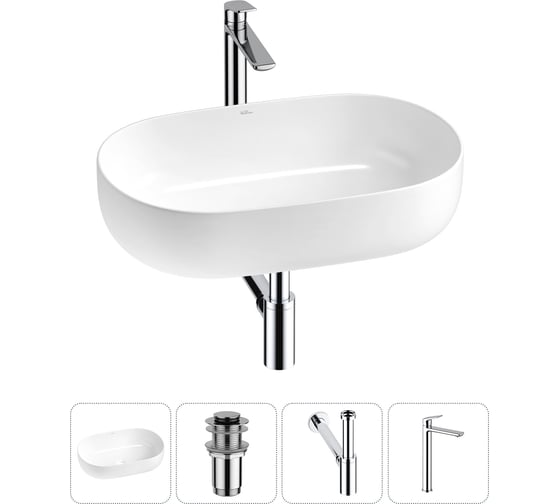 Изображение товара Накладная раковина для ванной комнаты Wellsee Chic Riviera в наборе 4 в 1 20214679R